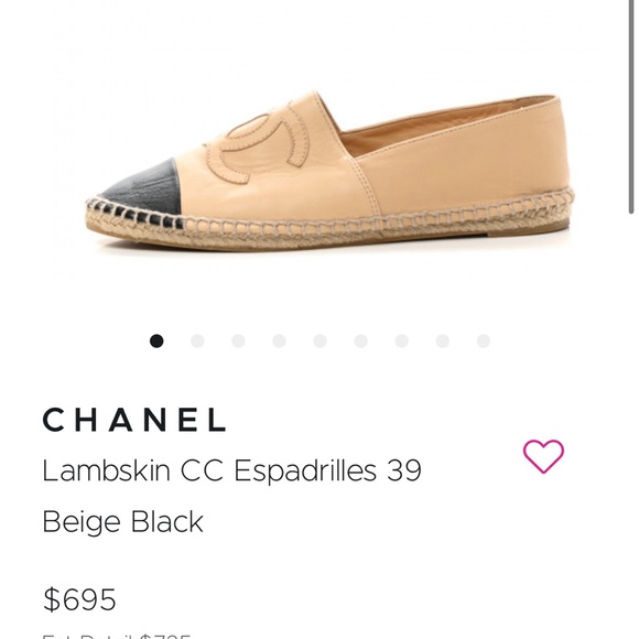 CHANEL
Lambskin CC Espadrilles 38 Beige Black - Picture 3 of 10
